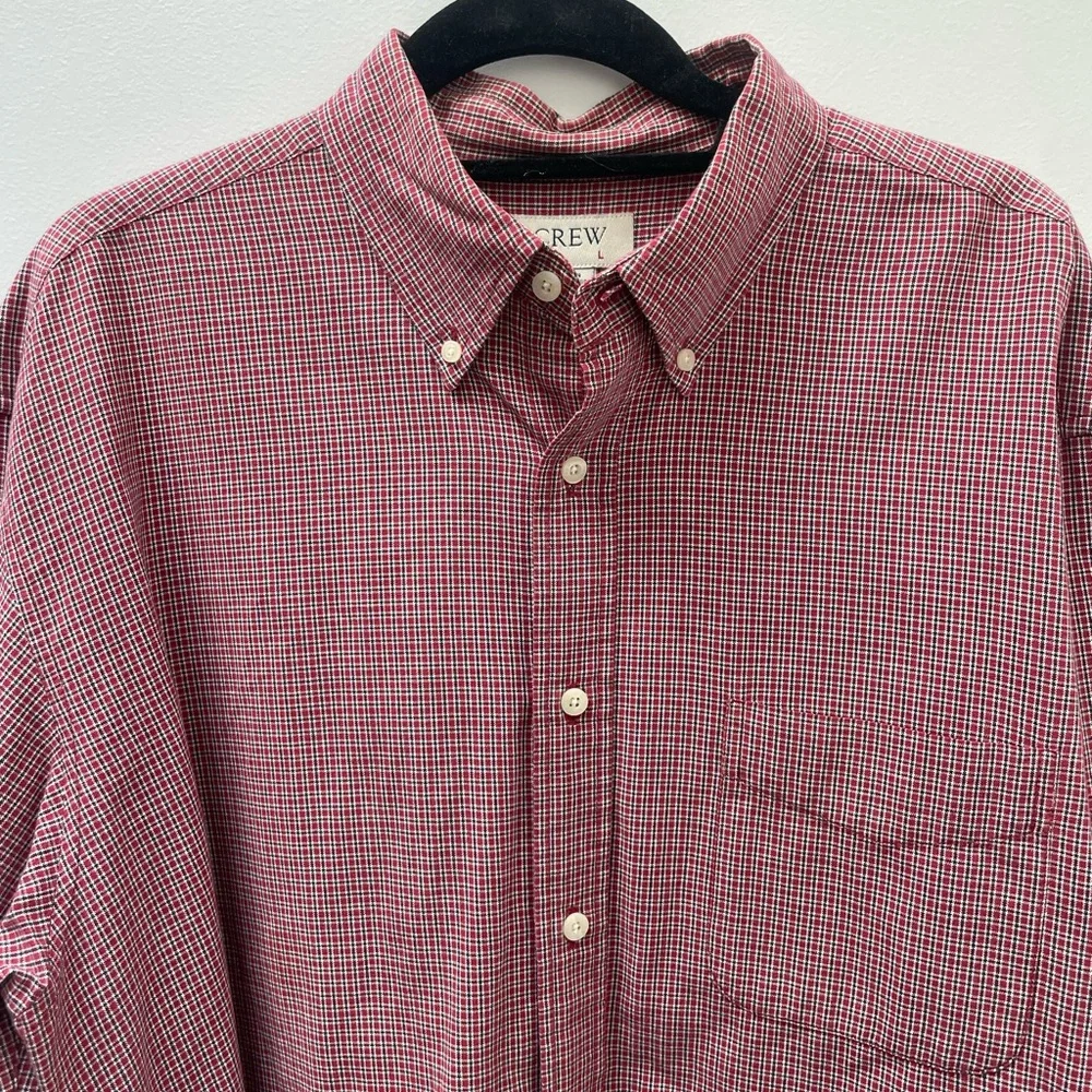 J. Crew 100% Cotton Red Microplaid Button Down Men’s Large